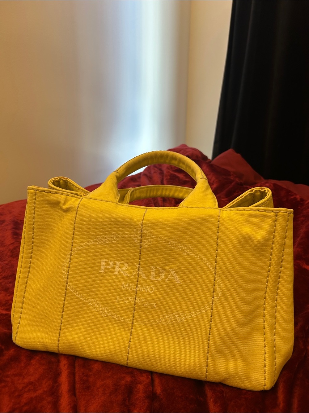 Prada Yellow Canvas Tote with Top Handles - Picture 1 of 2